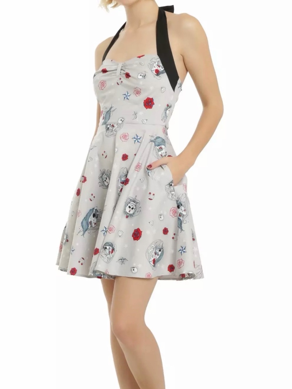 Hell Bunny Zoey Mini Halter Sundress Rockabilly Day of the Dead Unicorn Gothic L